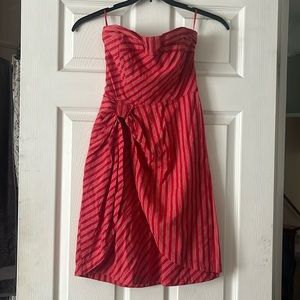 Anthropologie Lil Blazing Rays Red Stripe Strapless Mini Dress